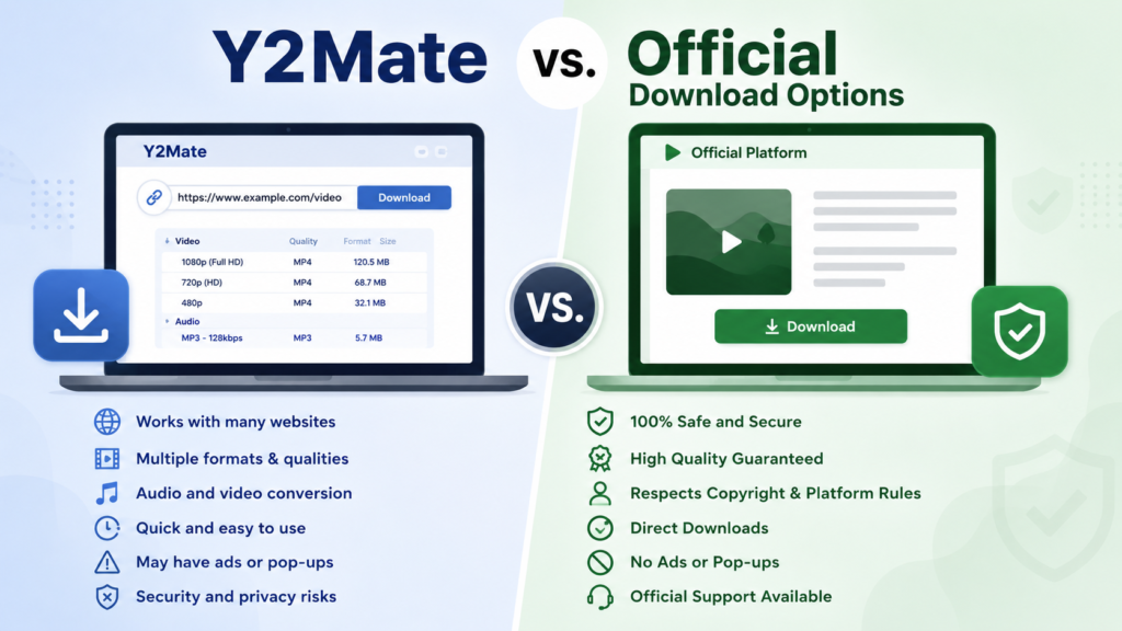 Y2Mate vs. Official Download Options